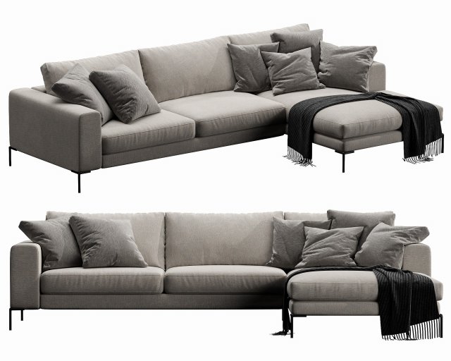 ditreitaliaunionchaiselounge 3D Model .c4d .max .obj .3ds .fbx .stl .blend 