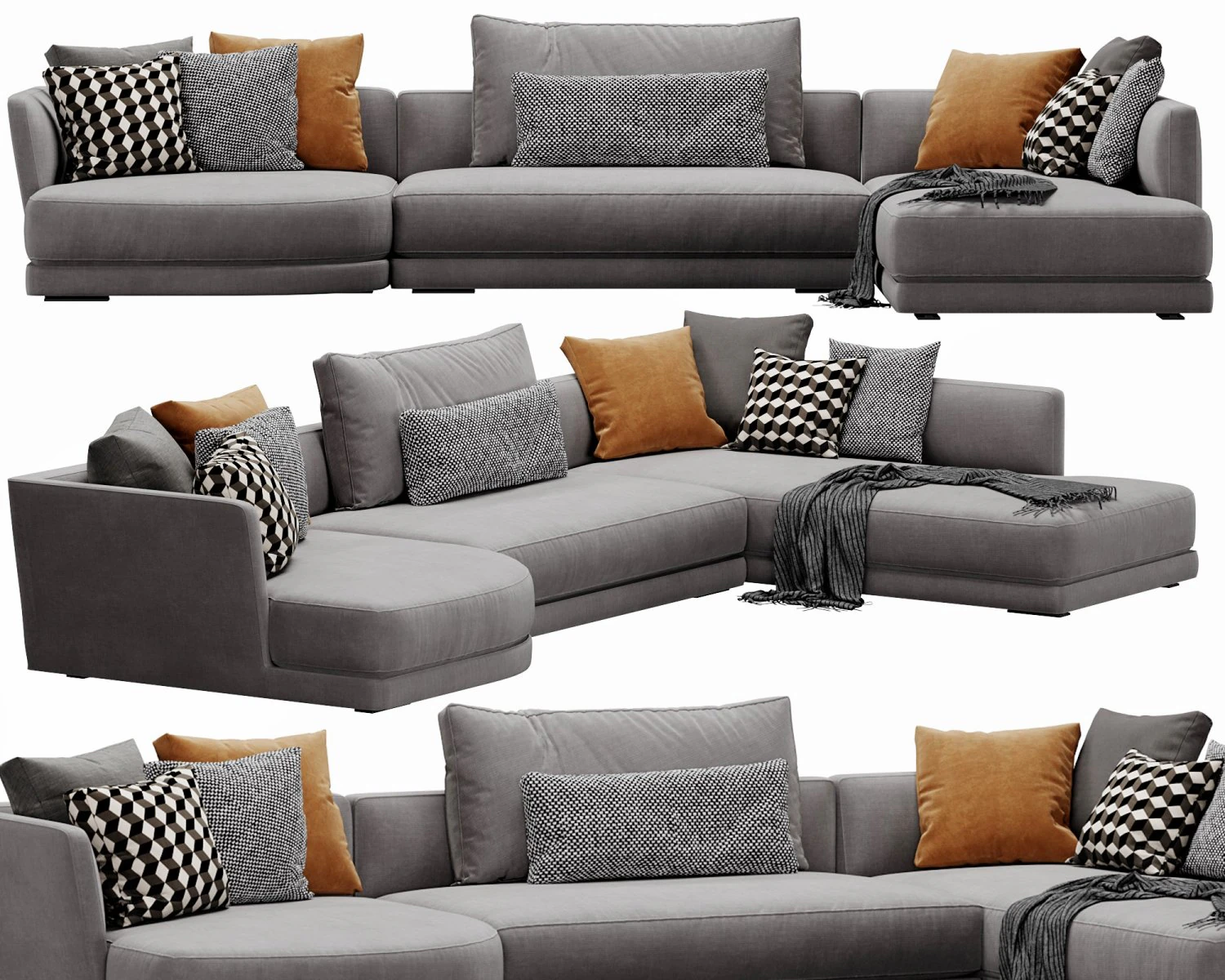 verzelloni lyndon sectional 3D Model .c4d .max .obj .3ds .fbx .stl .blend