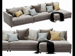 Canap&eacute; d'angle Katarina blanche Modèle 3D