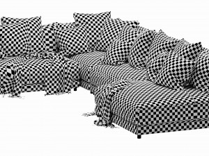blanche katarina sectional Modèle 3D