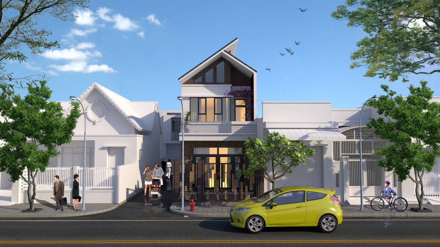Exterior house design 3D Model .c4d .max .obj .3ds .fbx .stl .blend 