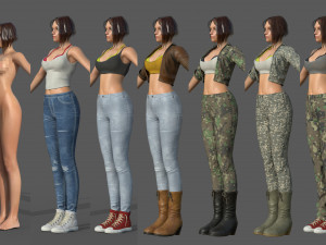 Character - female girl customize bundle pack 3D Model