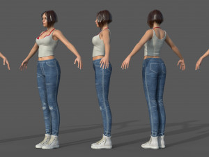 Character - female girl customize bundle pack 3D Model