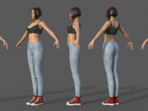 Character - female girl customize bundle pack 3D Model