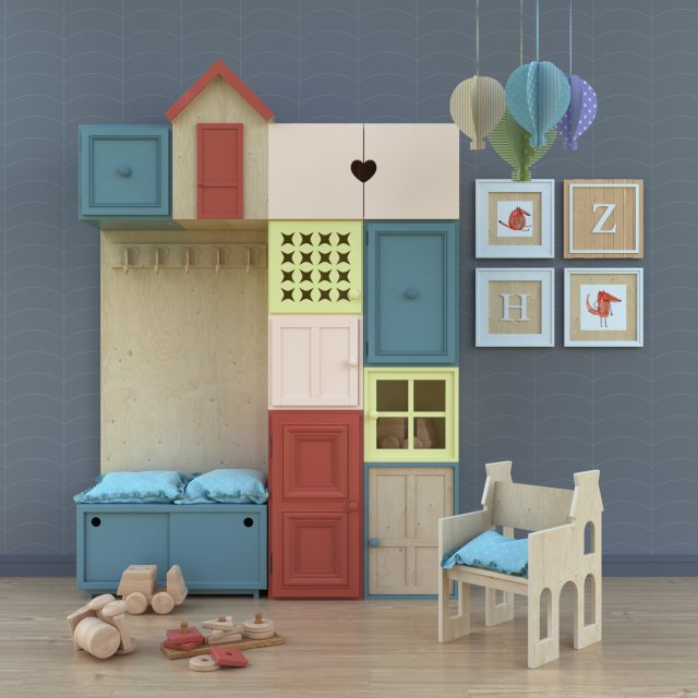 childrens room 3D Модель .c4d .max .obj .3ds .fbx .stl .blend 