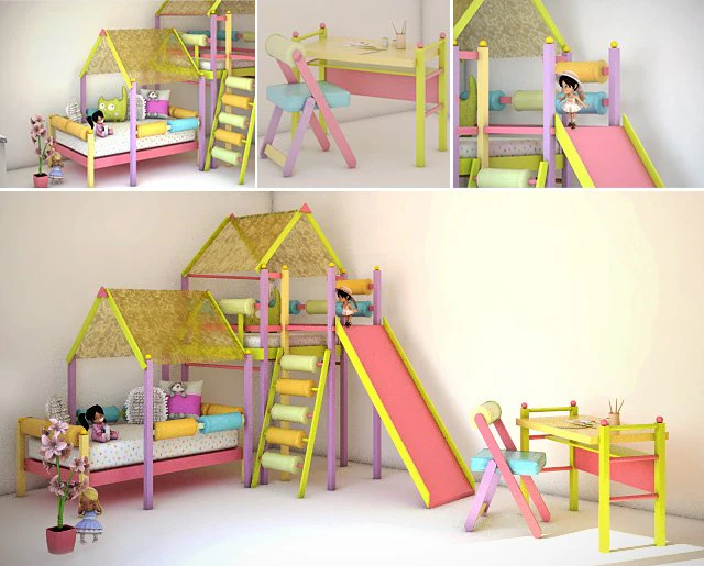 childrens room 3D Model .c4d .max .obj .3ds .fbx .stl .blend 