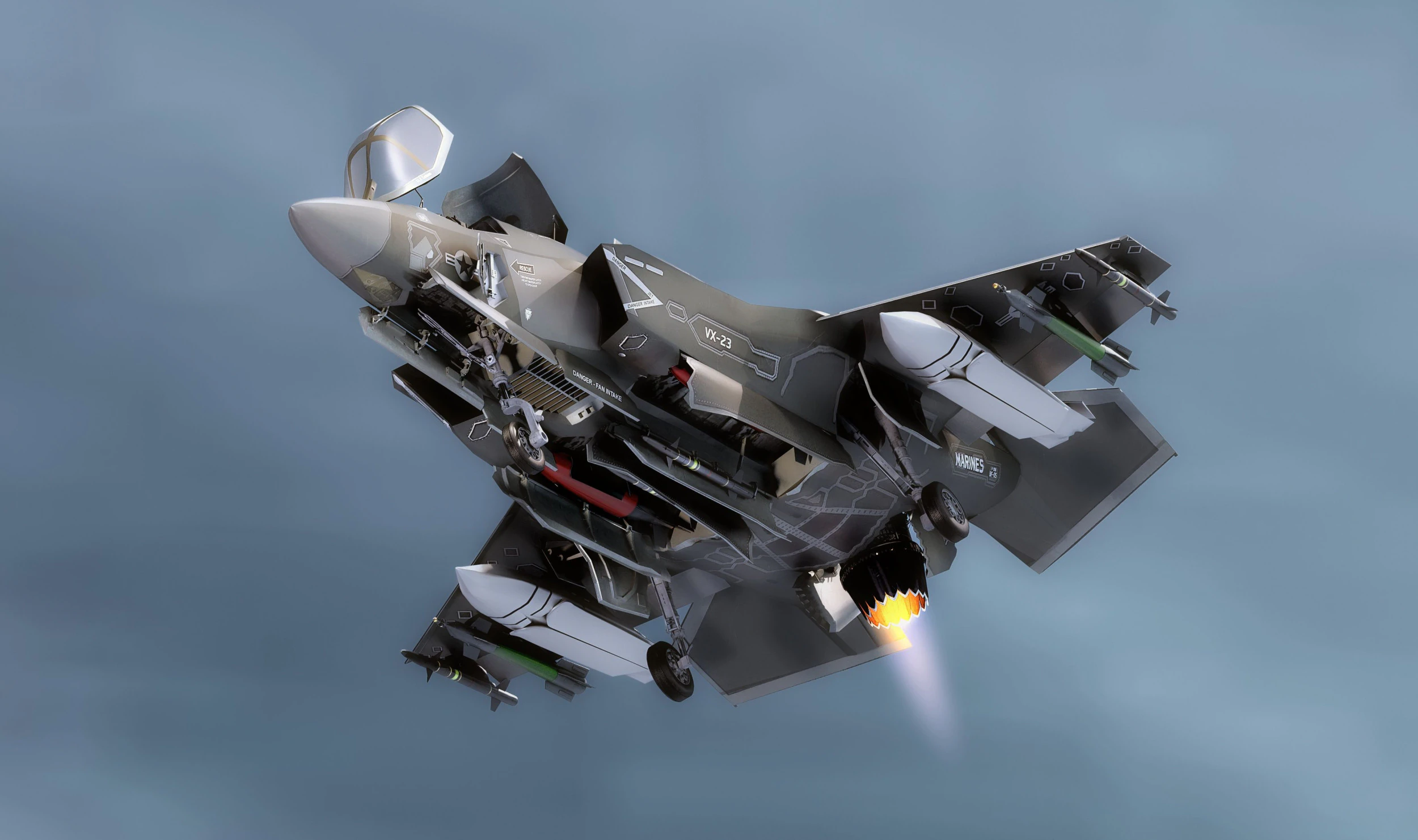 F-35B Lightning II- Rigged with high resolution cockpit 3D Model .c4d .max .obj .3ds .fbx .stl .blend