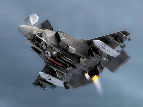 F-35B Lightning II - Attrezzato con cabina di pilotaggio ad alta risoluzione Modello 3D