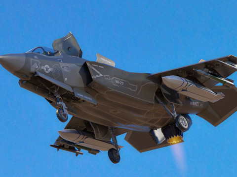 F-35B Lightning II- Rigged with high resolution cocpit Modèle 3D