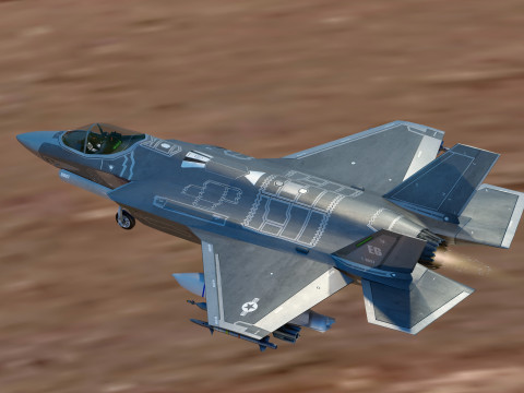 F-35A Lightning II Rigged with High Resolution Cocpit 3Dモデル