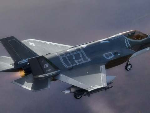 F-35A Lightning II Rigged with High Resolution Cocpit 3D Model