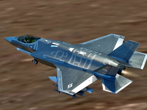 F-35A Lightning II Rigged with High Resolution Cocpit Modèle 3D