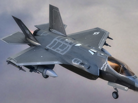 F-35A Lightning II Rigged with High Resolution Cocpit Modèle 3D
