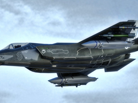 F-35A Lightning II Rigged with High Resolution Cocpit Modèle 3D