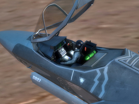 F-35A Lightning II Rigged with High Resolution Cocpit Modèle 3D