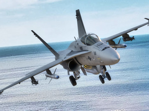 F 18 Hornet – z kokpitem – z pełnym osprzętem – wymienna naklejka i tekst Model 3D