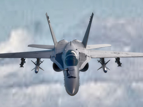F 18 Hornet – z kokpitem – z pełnym osprzętem – wymienna naklejka i tekst Model 3D