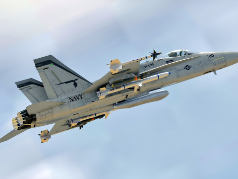 F 18 Hornet – z kokpitem – z pełnym osprzętem – wymienna naklejka i tekst Model 3D