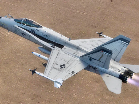 F18 Hornet - With Cocpit - Fully Rigged - Changeable decal and text 3D Model