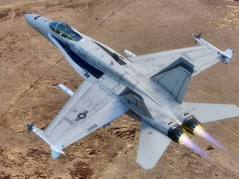 F18 Hornet - With Cocpit - Fully Rigged - Changeable decal and text 3D Model