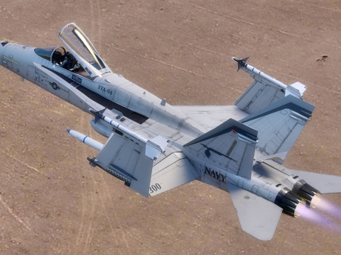 F 18 Hornet – z kokpitem – z pełnym osprzętem – wymienna naklejka i tekst Model 3D