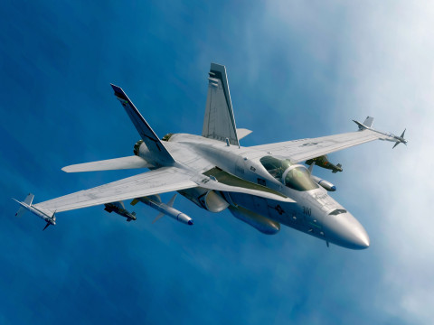 F 18 Hornet – z kokpitem – z pełnym osprzętem – wymienna naklejka i tekst Model 3D