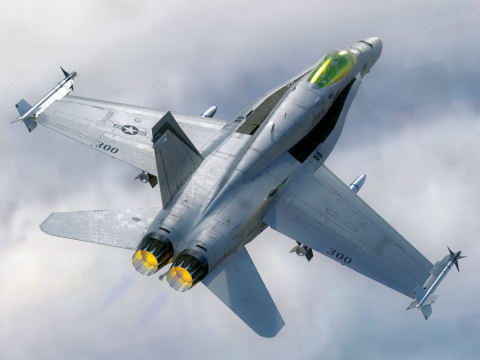 F 18 Hornet – z kokpitem – z pełnym osprzętem – wymienna naklejka i tekst Model 3D