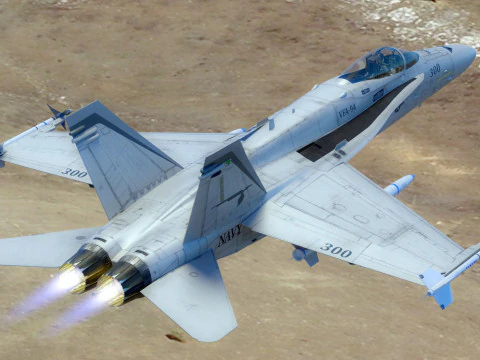 F18 Hornet - With Cocpit - Fully Rigged - Changeable decal and text 3D Model