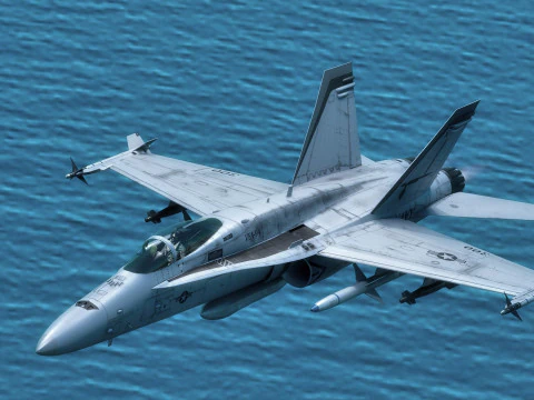 F18 Hornet - With Cocpit - Fully Rigged - Changeable decal and text 3D Model