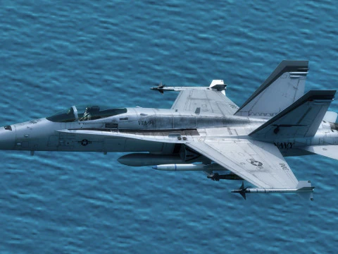 F18 Hornet - With Cocpit - Fully Rigged - Changeable decal and text 3D Model