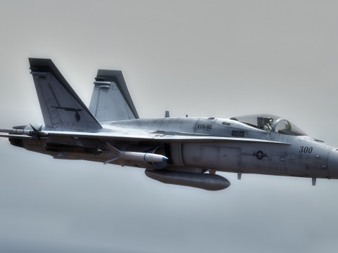 F 18 Hornet – z kokpitem – z pełnym osprzętem – wymienna naklejka i tekst Model 3D