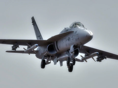 F18 Hornet - With Cocpit - Fully Rigged - Changeable decal and text 3D Model