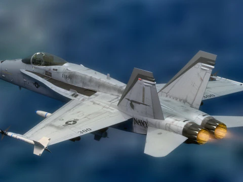 F18 Hornet - With Cocpit - Fully Rigged - Changeable decal and text 3D Model