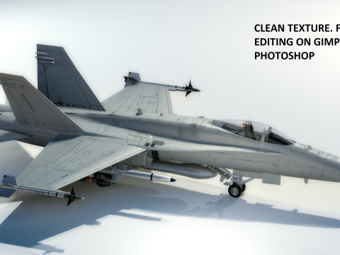 F 18 Hornet – z kokpitem – z pełnym osprzętem – wymienna naklejka i tekst Model 3D