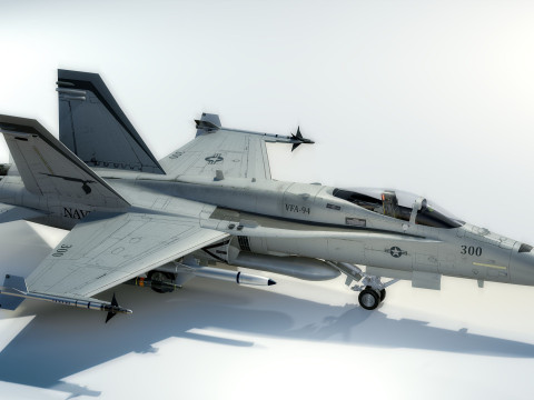 F 18 Hornet – z kokpitem – z pełnym osprzętem – wymienna naklejka i tekst Model 3D