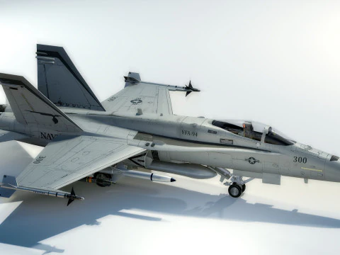 F18 Hornet - With Cocpit - Fully Rigged - Changeable decal and text 3D Model