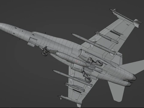 F18 Hornet - With Cocpit - Fully Rigged - Changeable decal and text 3D Model