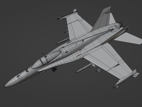 F 18 Hornet – z kokpitem – z pełnym osprzętem – wymienna naklejka i tekst Model 3D