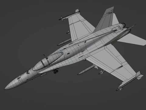 F18 Hornet - With Cocpit - Fully Rigged - Changeable decal and text 3D Model