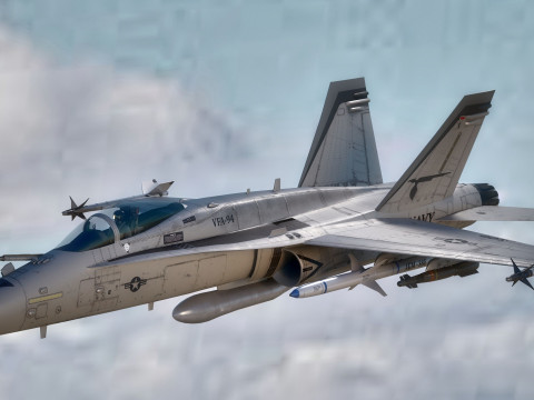 F18 Hornet - With Cocpit - High Quality Gimp and PSD files included Model 3D