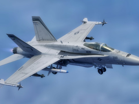 F18 Hornet - With Cocpit - High Quality Gimp and PSD files included Model 3D