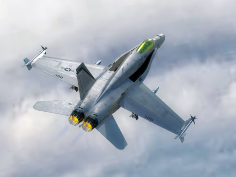 F18 Hornet - With Cocpit - High Quality Gimp and PSD files included Model 3D