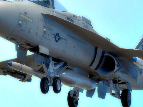 F18 Hornet - With Cocpit - High Quality Gimp and PSD files included Model 3D