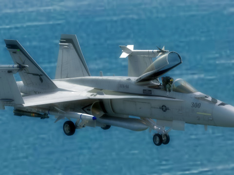 F18 Hornet - With Cocpit - High Quality Gimp and PSD files included Model 3D