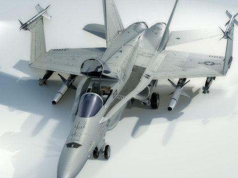 F18 Hornet - With Cocpit - High Quality Gimp and PSD files included Model 3D