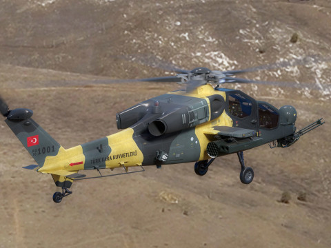 Atak T129 Helicopter-Rigged - with Cocpit-Changeable decal-text Model 3D