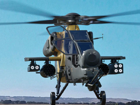 Atak T129 Helicopter-Rigged - with Cocpit-Changeable decal-text 3D Model