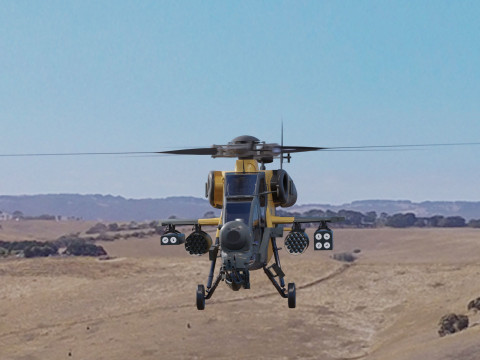 Atak T129 Helicopter-Rigged - with Cocpit-Changeable decal-text Modelo 3D
