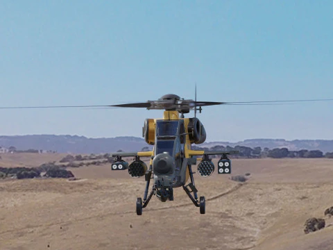 Atak T129 Helicopter-Rigged - with Cocpit-Changeable decal-text 3D Model
