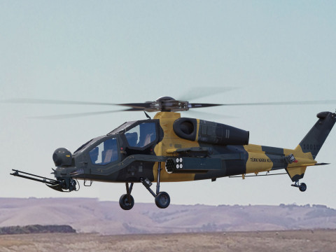 Atak T129 Helicopter-Rigged - with Cocpit-Changeable decal-text Modelo 3D